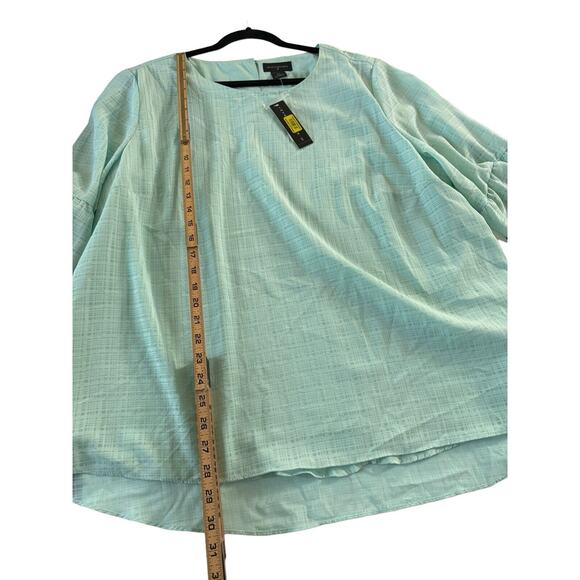 NWT Investments Woman 2X Top blouse Top Mint Green Balloon Sleeves Lined #2462 - Picture 11 of 12